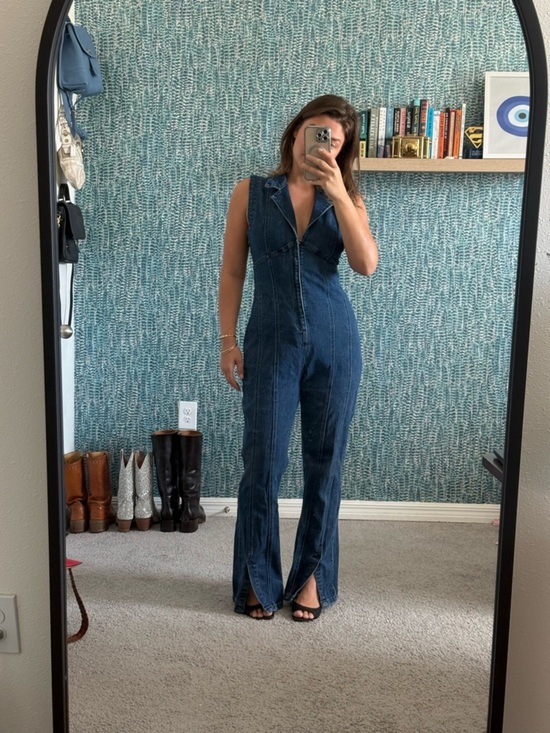 Free People Pants - Free People Crvy Ring the Alarm denim jumpsuit size small